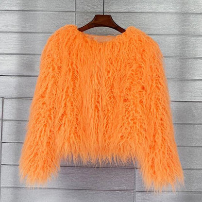 Veste courte fausse fourrure, orange