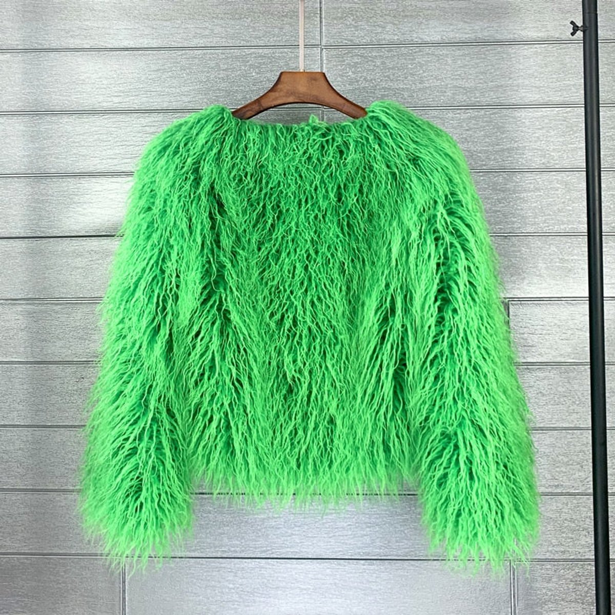 Veste courte fausse fourrure, vert