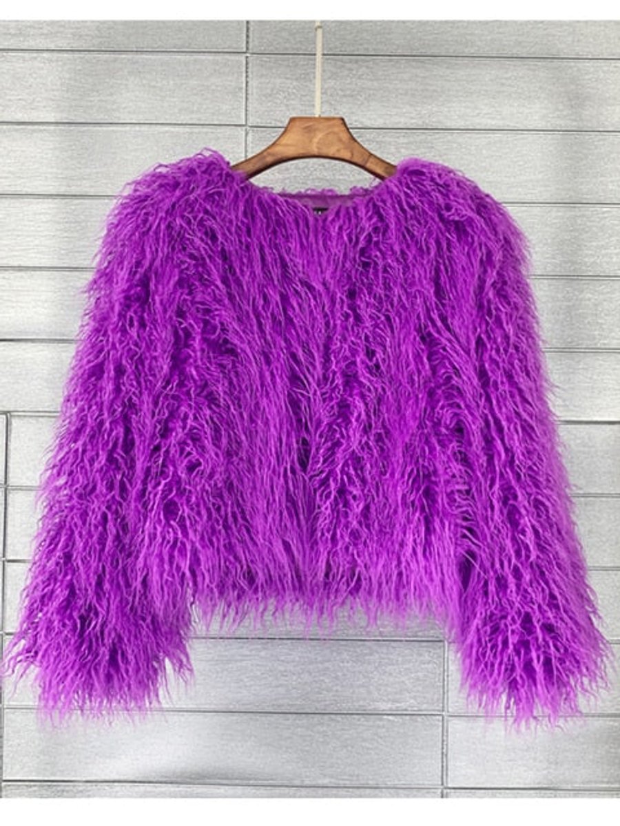 Veste courte fausse fourrure, violet