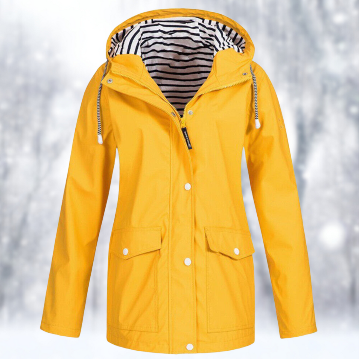 Veste de pluie zippée pour femme, coloris jaune