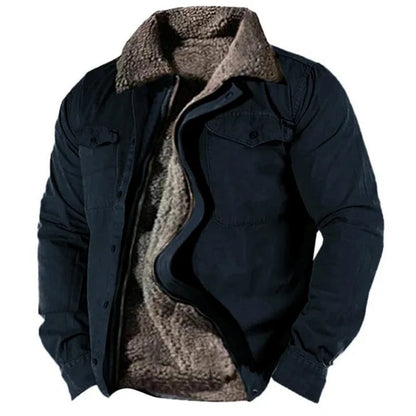 Veste doublée sherpa pour homme, bleu marine, ouverte sur la doublure