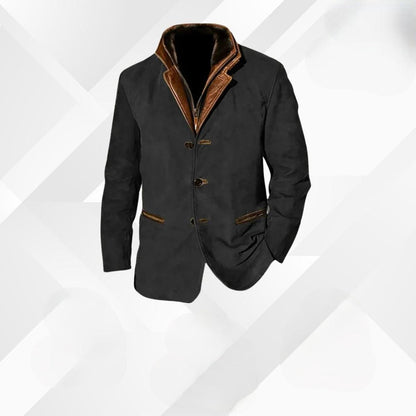 Veste noire à double col et liserés contrastés