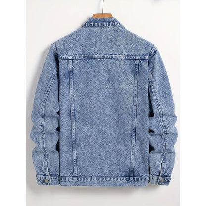 Veste en jean boutonnée, coloris bleu, vue de dos