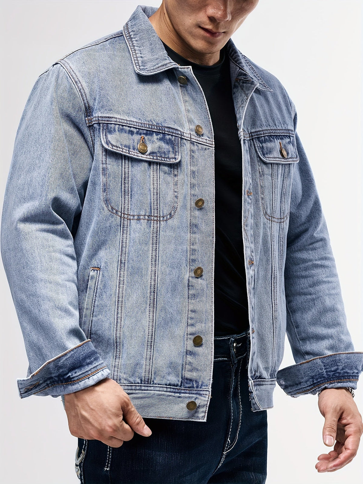 Veste en jean classique, bleu ciel