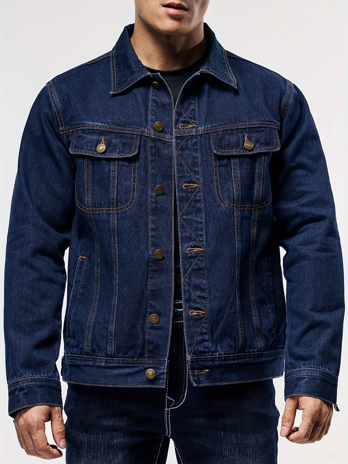 Veste en jean classique, bleu marine