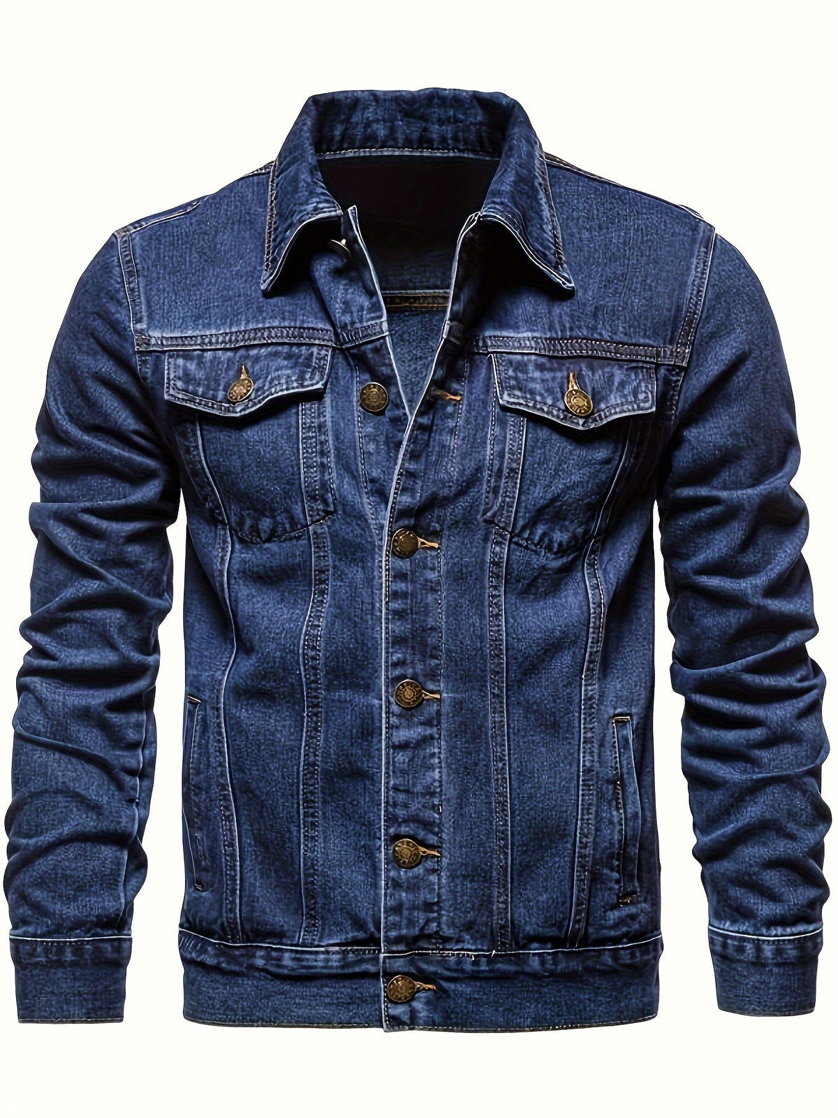 Veste en jean délavée poches, bleu