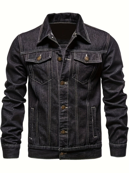 Veste en jean délavée poches, noir