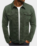 Veste en jean droite, coloris vert olive, vue de face