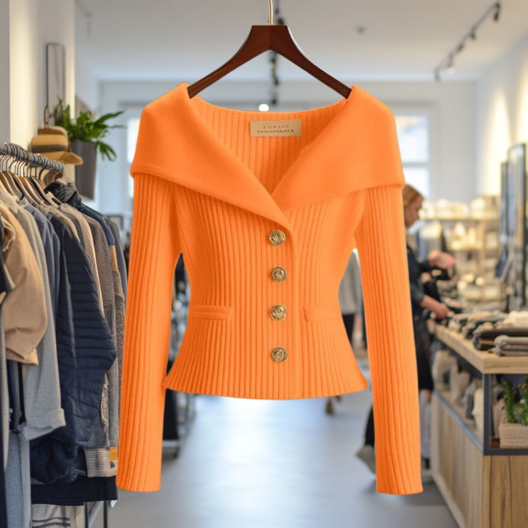 Veste en maille côtelée, orange