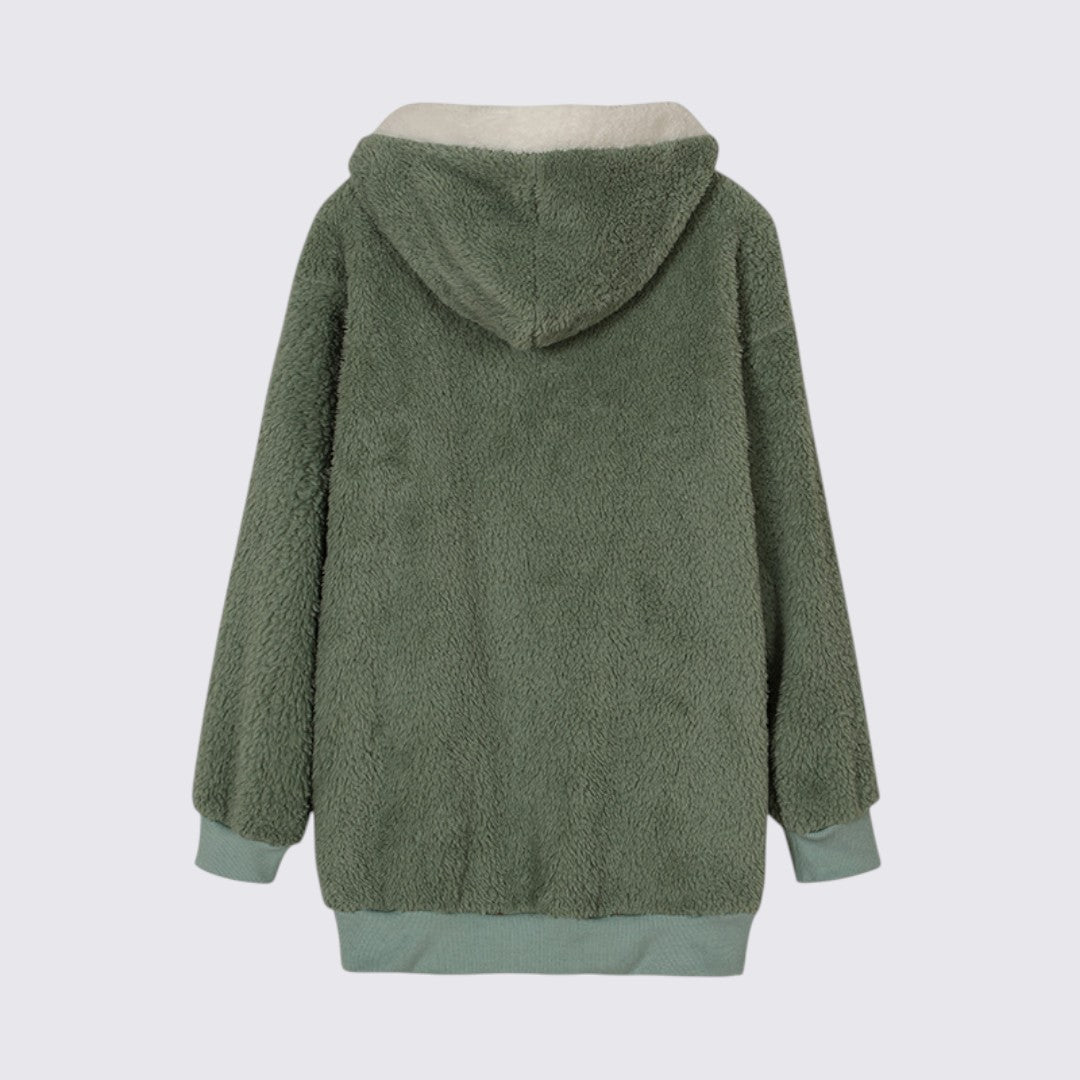 Veste en peluche à capuche, vue de dos