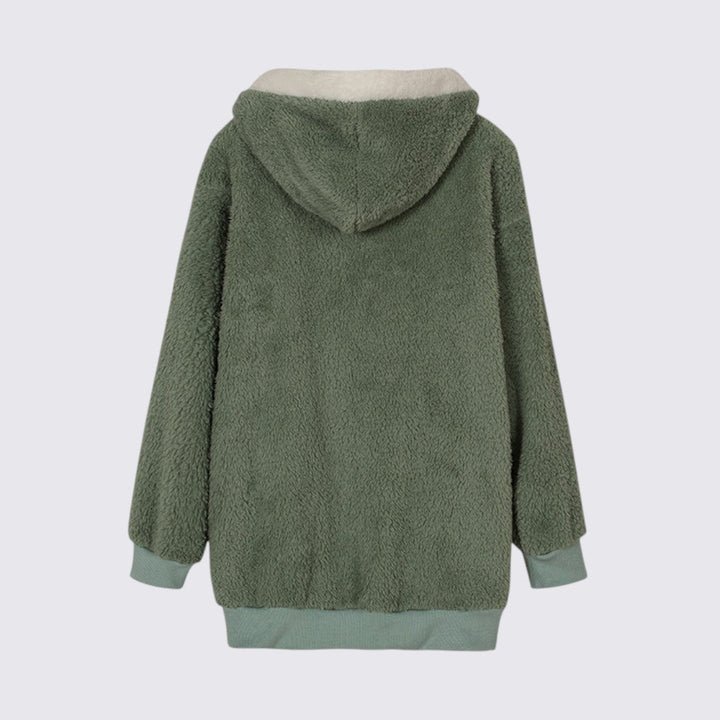 Veste en peluche à capuche, vue de dos