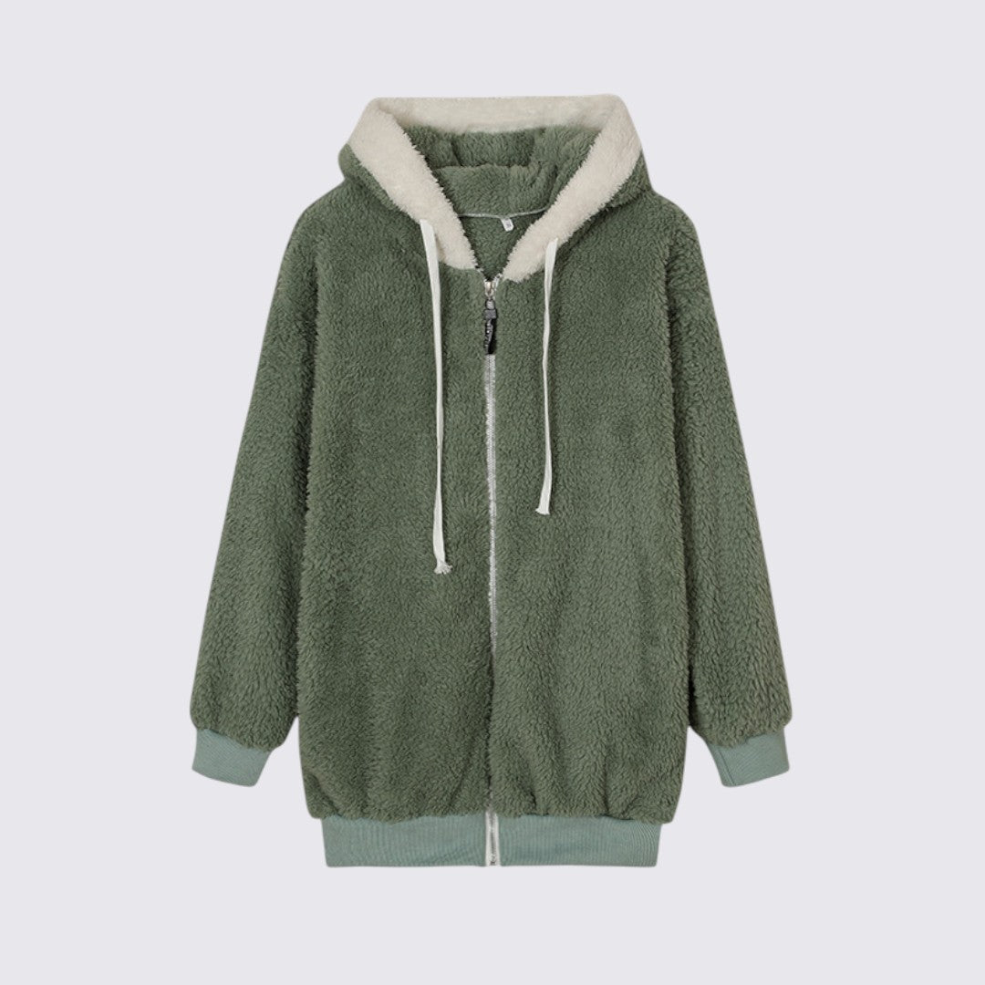 Veste en peluche à capuche, vue de face