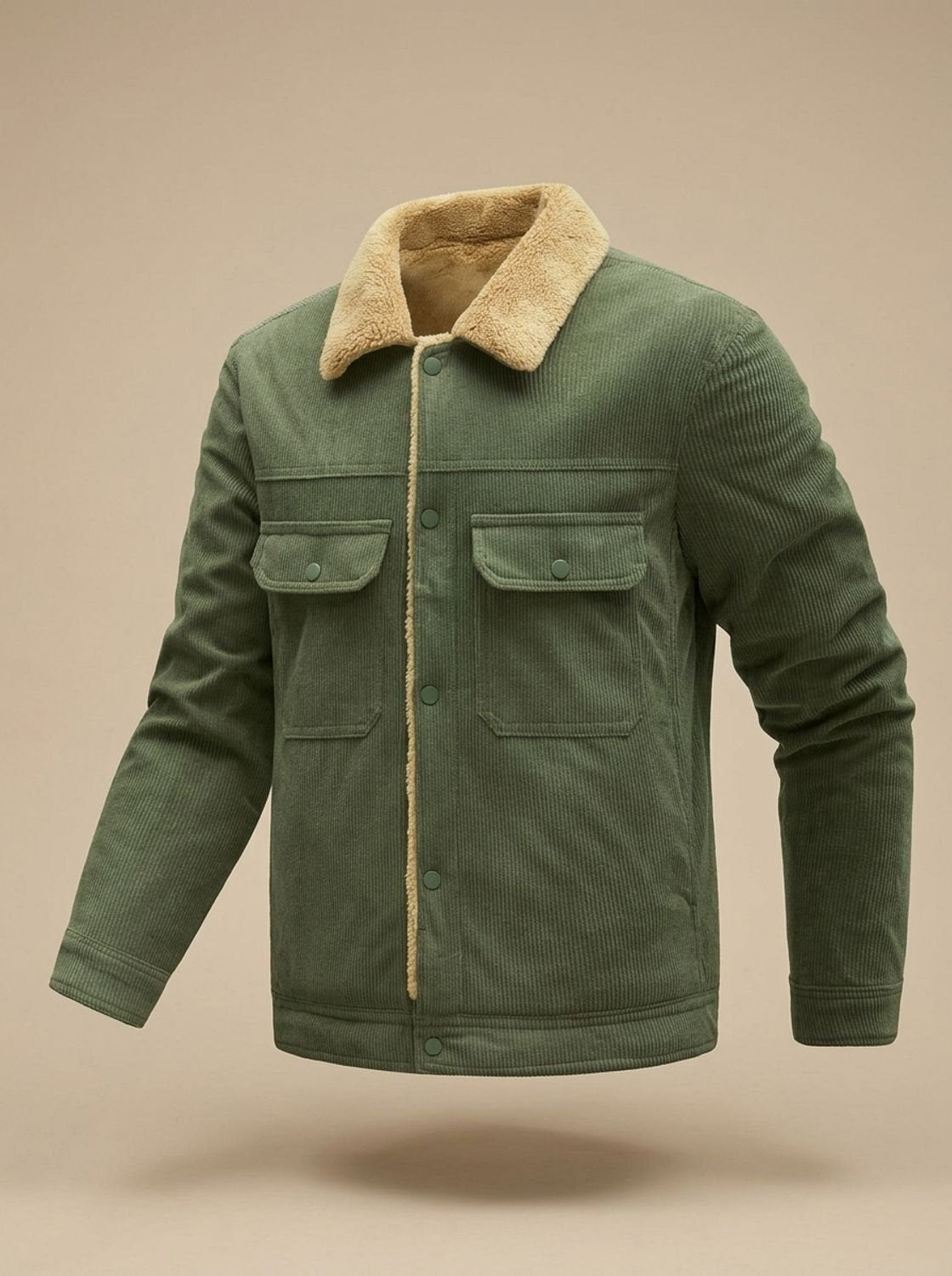 Veste en velours côtelé doublée sherpa pour homme