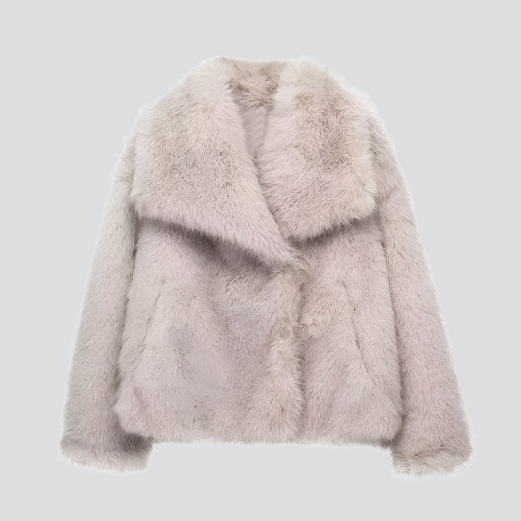 Veste en fausse fourrure pour femme, coloris rose clair