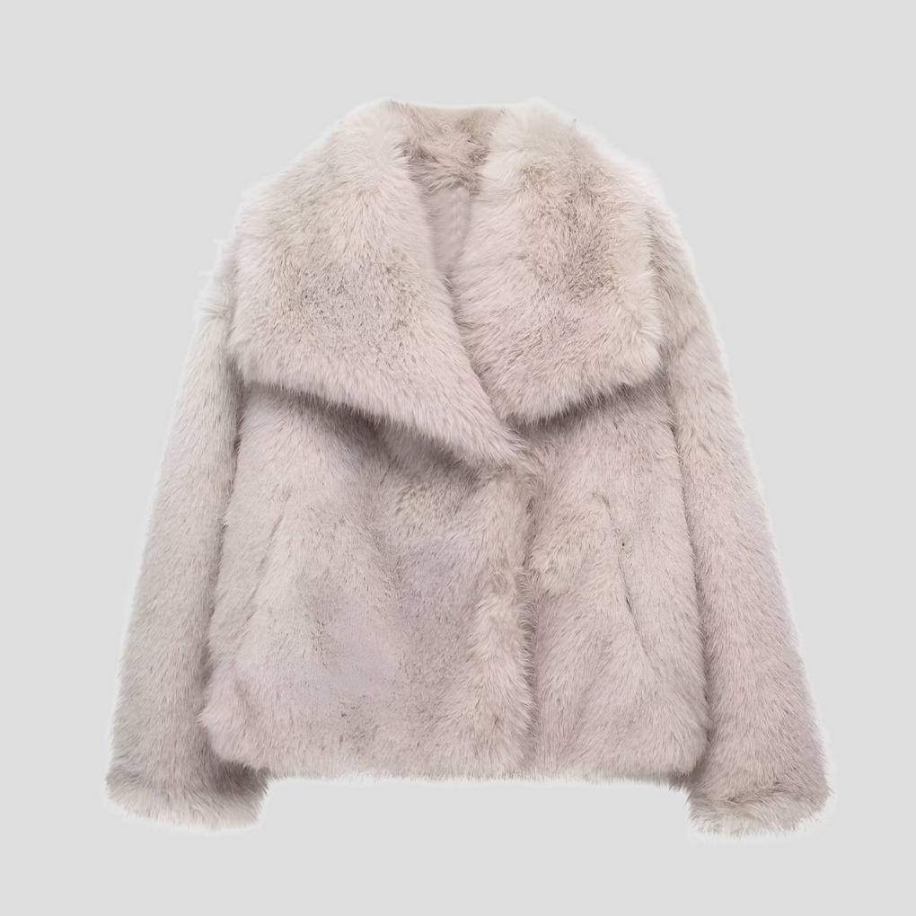 Veste en fausse fourrure pour femme, coloris rose clair