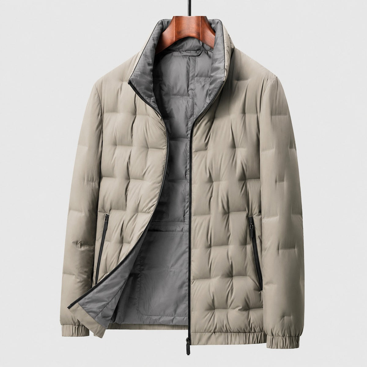 Veste matelassée col montant in Beige | By Old Money