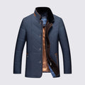 Veste matelassée à col montant, coloris bleu marine, vue de face