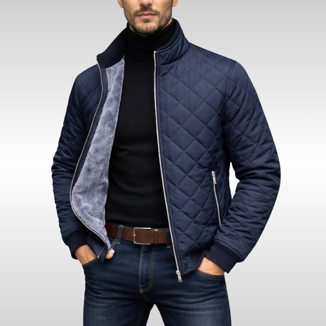 Veste matelassée losangée, bleu marine