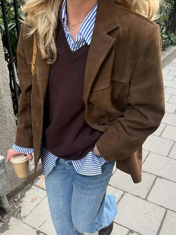 Veste oversize aspect daim