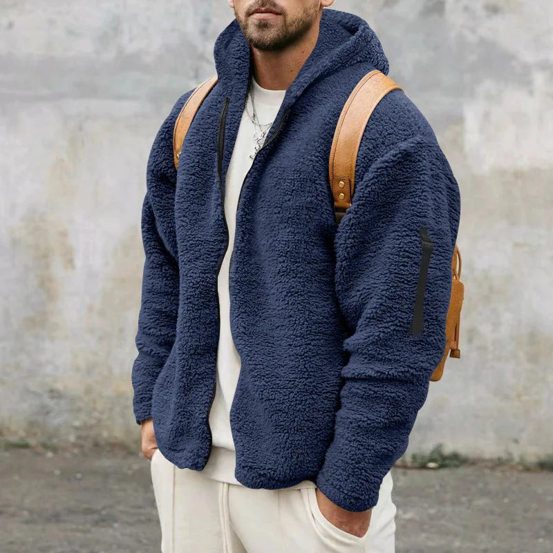 Veste polaire à capuche, bleu