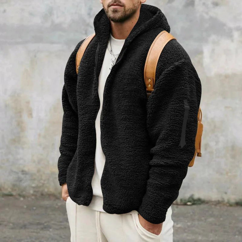 Veste polaire à capuche, noir