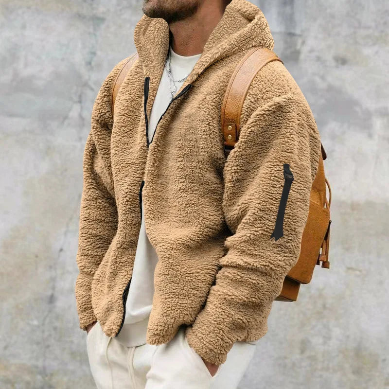 Veste polaire à capuche, camel
