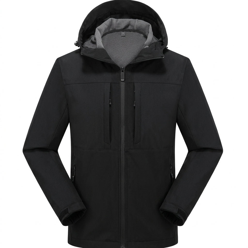Veste softshell à capuche in Charcoal | By Old Money