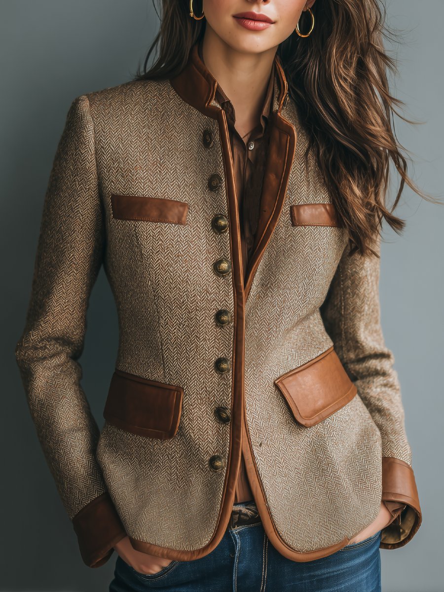 Veste tweed bordures contrastées pour femme