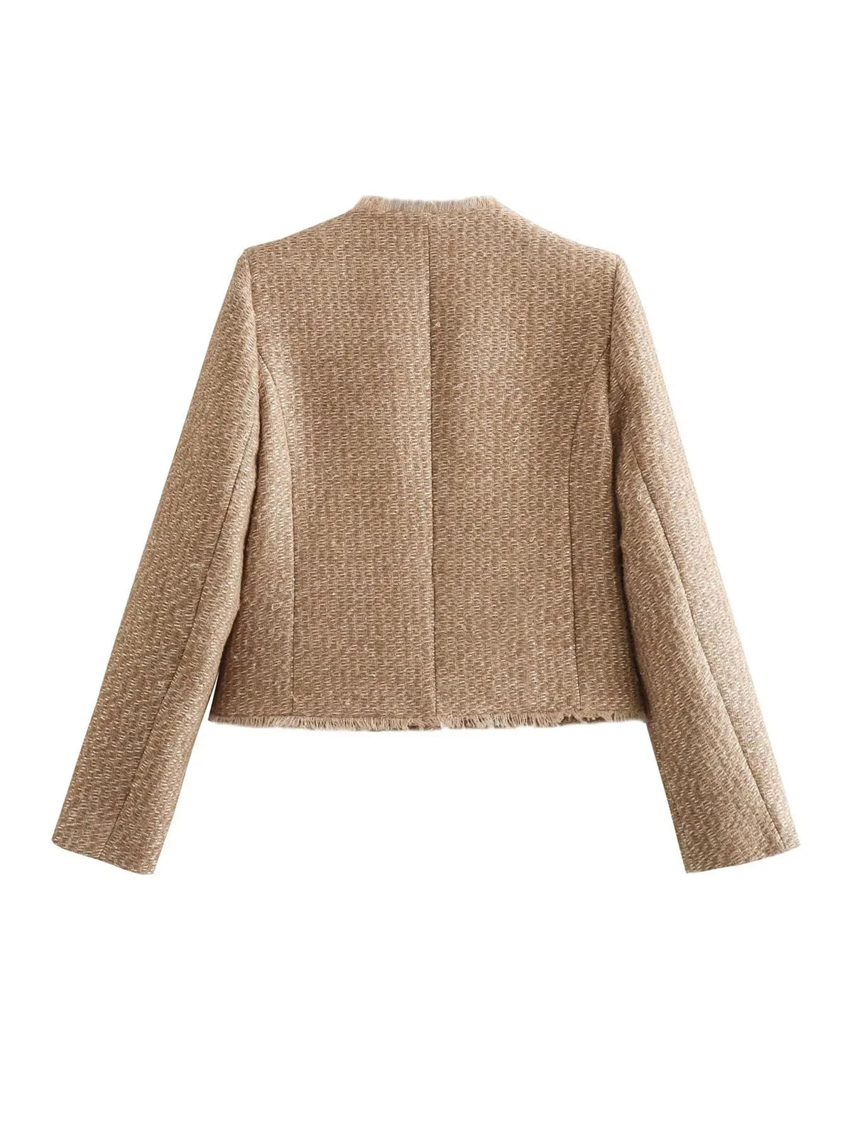 Veste en tweed frangée pour femme, vue 3