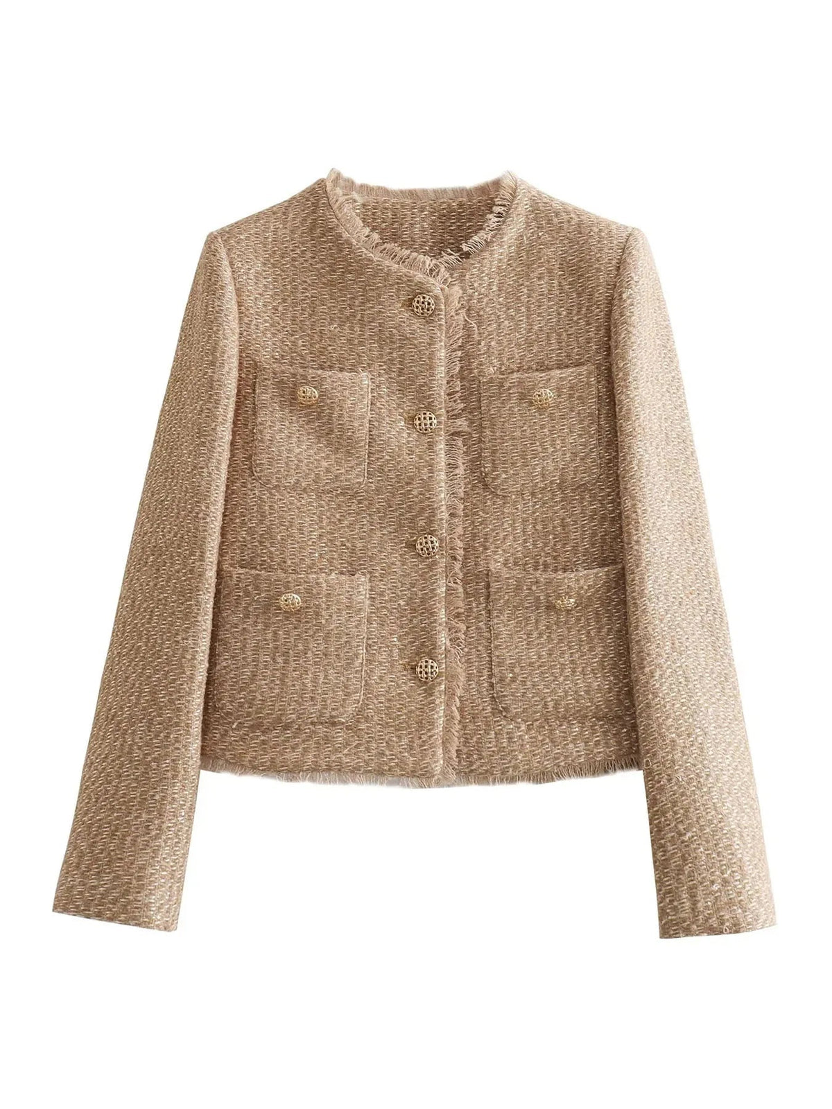 Veste en tweed frangée pour femme, vue 4