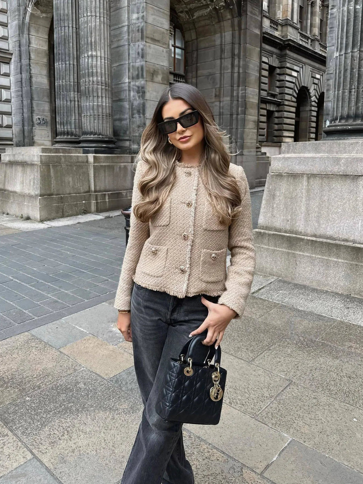 Veste en tweed frangée pour femme, vue 5