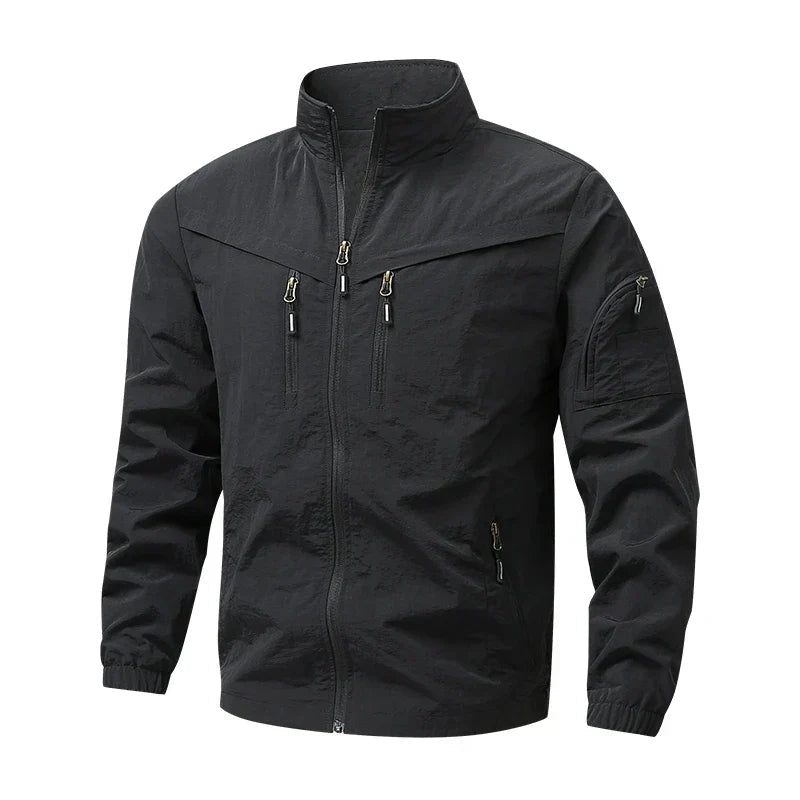 Veste utilitaire col montant, coloris noir, vue de face