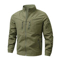 Veste utilitaire col montant, coloris vert olive, vue de face