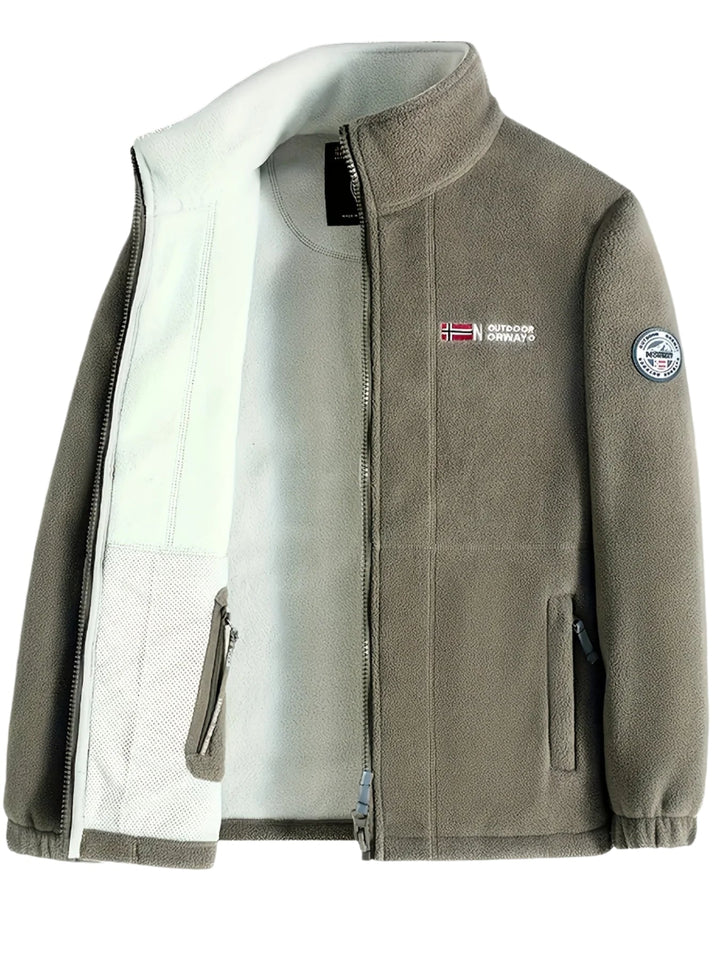 Veste zippée à col montant in Beige | By Old Money