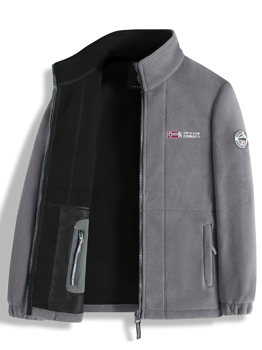 Veste zippée à col montant in Gray | By Old Money