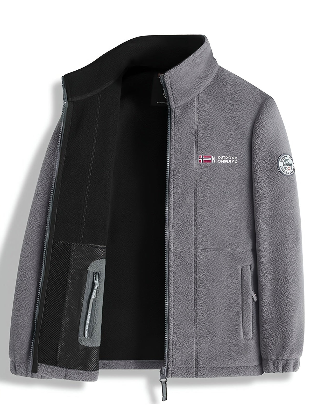 Veste zippée à col montant in Gray | By Old Money