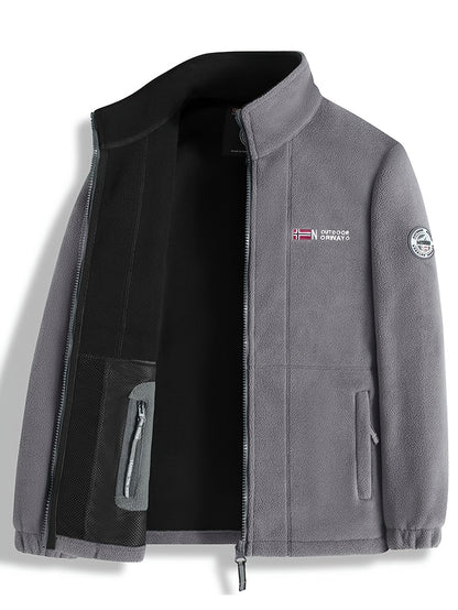 Veste zippée à col montant in Gray | By Old Money