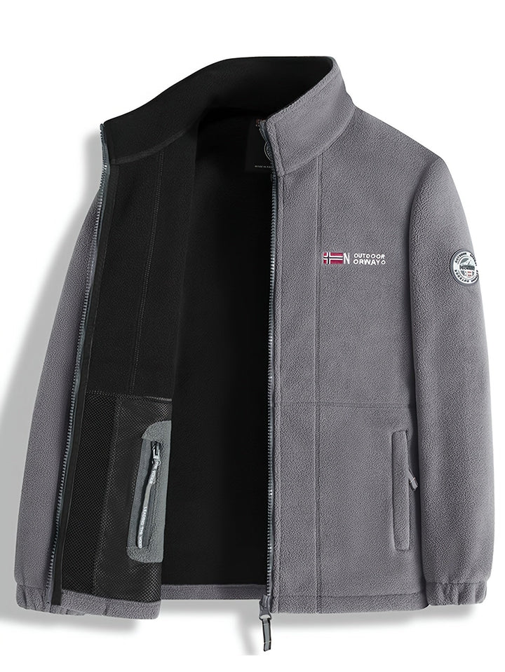 Veste zippée à col montant in Gray | By Old Money