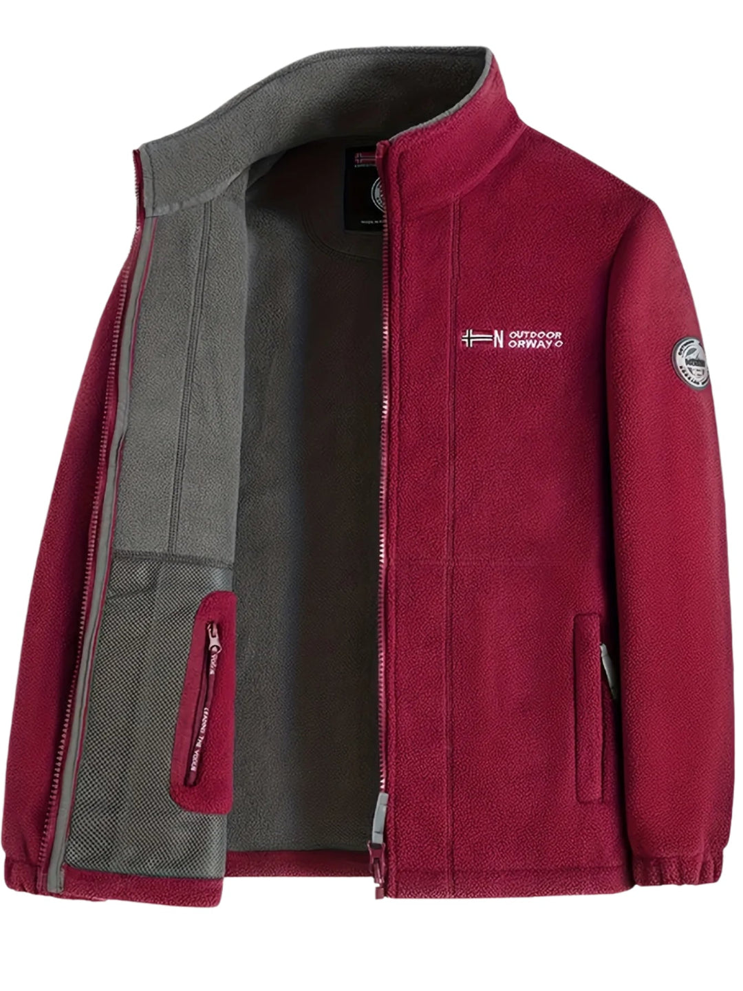 Veste zippée à col montant in Red | By Old Money