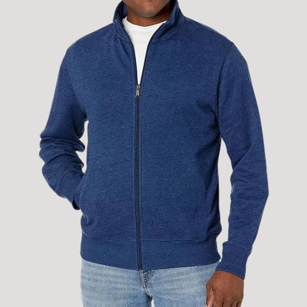 Veste zippée unie, bleu