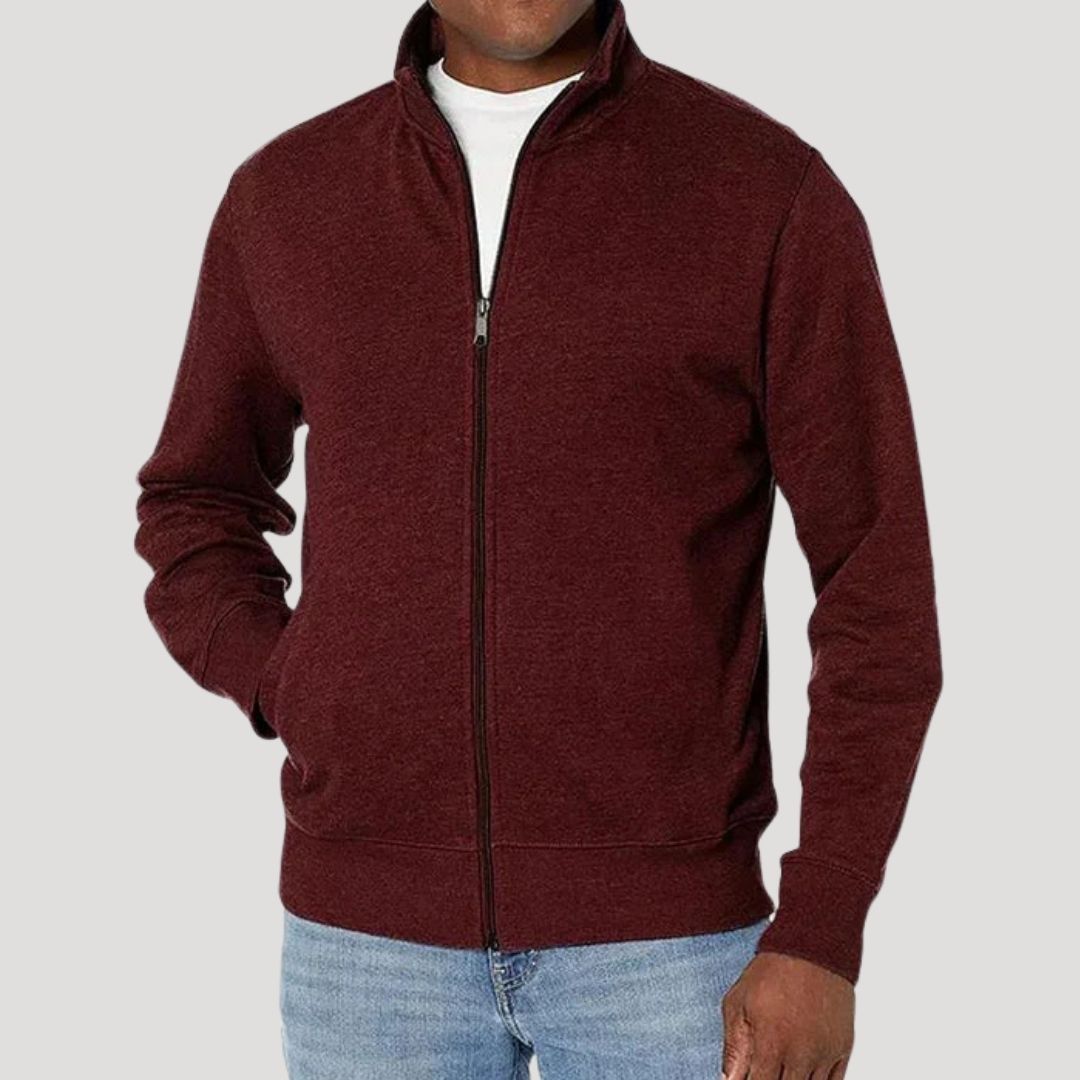 Veste zippée unie, bordeaux