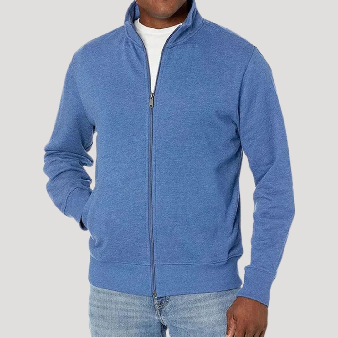Veste zippée unie à manches longues pour homme