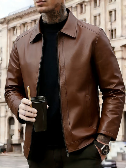 Veste zippée à col, marron