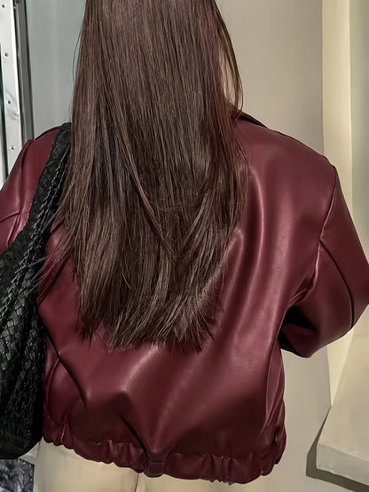 Veste zippée col rabattu, coloris bordeaux, vue de dos
