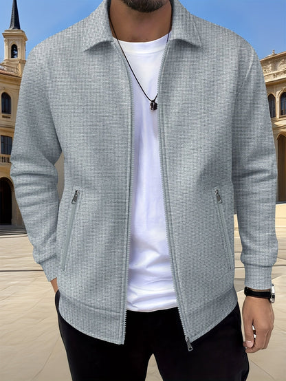 Veste zippée texturée, gris