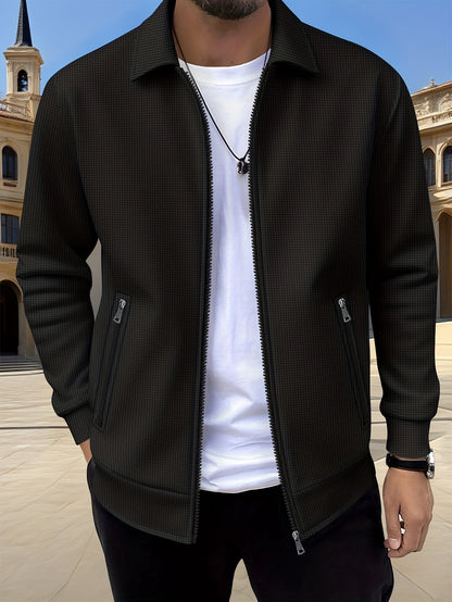 Veste zippée texturée, noir